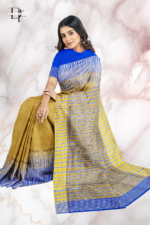 Handloom Mustard Yellow Ikkat Silk Saree