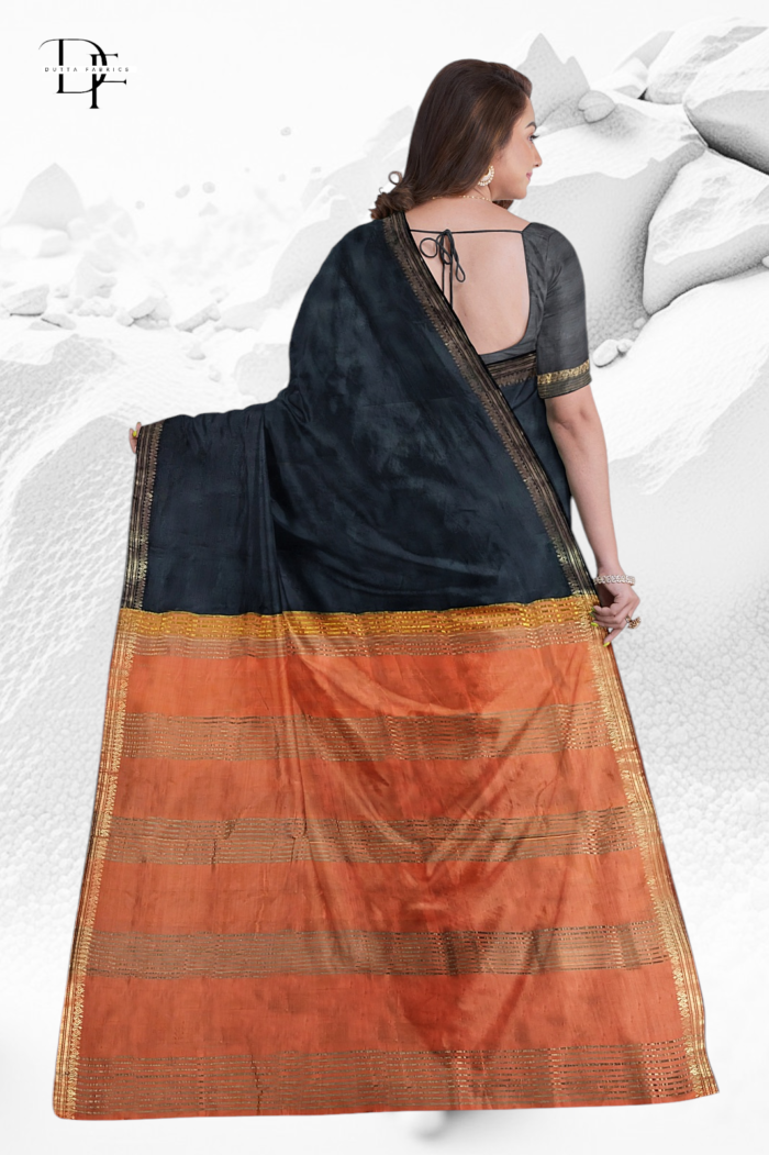 Handloom Black One Inch Jaree Paad Silk Saree
