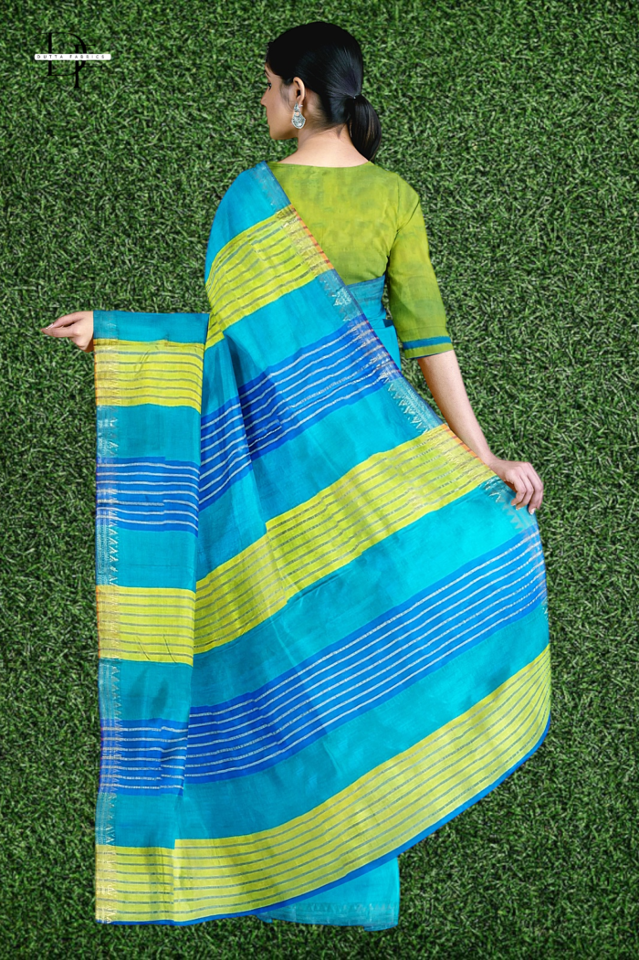Handloom Sky Blue One Inch Jaree Paad Saree