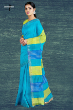 Handloom Sky Blue One Inch Jaree Paad Saree