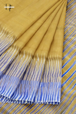 Handloom Mustard Yellow Ikkat Silk Saree