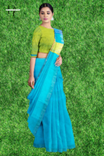 Handloom Sky Blue One Inch Jaree Paad Saree