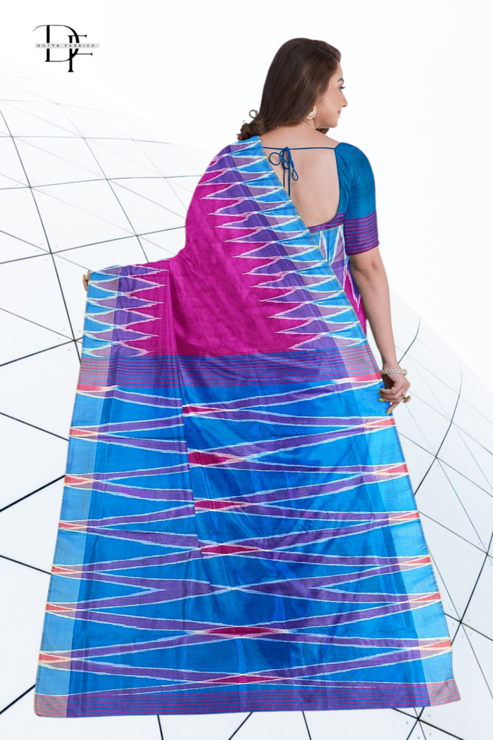 Handloom Magenta Ikkat Silk Saree