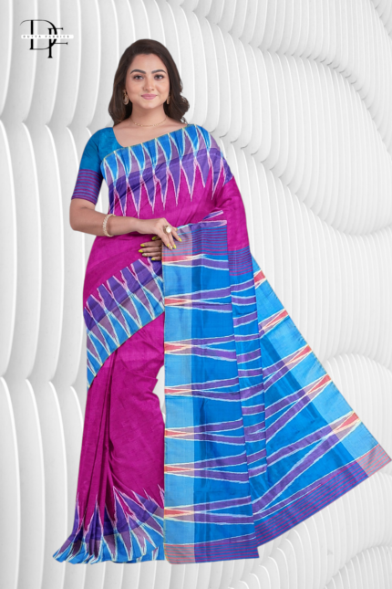 Handloom Magenta Ikkat Silk Saree