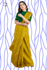 Handloom Mustard Yellow One Inch Jaree Paad Saree