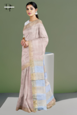 Handloom Cream One Inch Jaree Paad Silk Saree