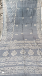 Handloom Grey Print Katan Silk Saree