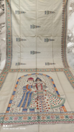 Handloom Madhubani Hand Print Tussar Saree