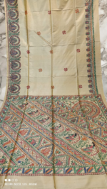 Handloom Madhubani Hand Print Tussar Saree