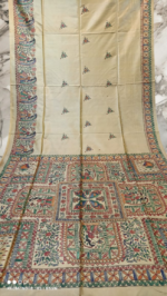 Handloom Madhubani Hand Print Tussar Saree