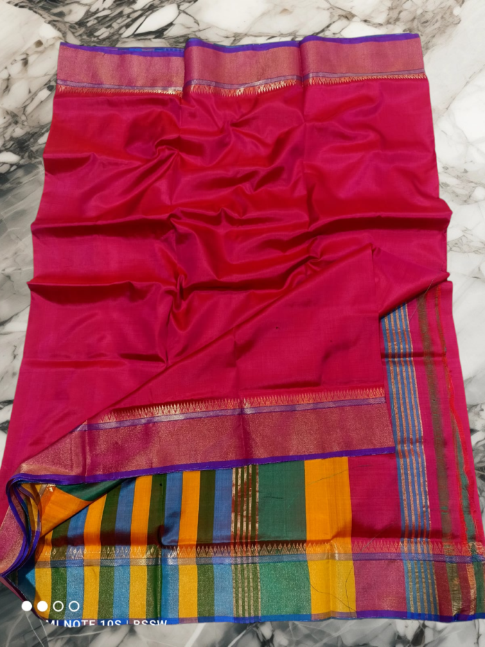 Handloom Plain Border katan Silk Saree