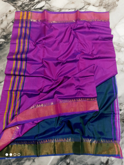 Handloom Plain Border Katan Silk Saree