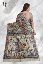 Handloom Madhubani Hand Print Ghicha Silk Saree