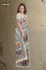 Handloom Madhubani Hand Print Ghicha Silk Saree