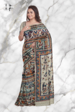 Handloom Madhubani Hand Print Ghicha Silk Saree