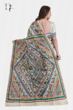 Handloom Madhubani Hand Print Ghicha Silk Saree
