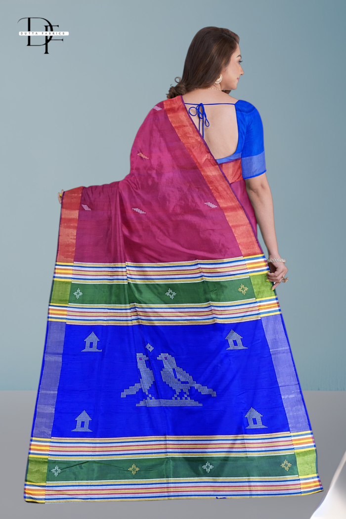 Handloom Magenta x Mulberry Kalakshetra Katan Silk Saree