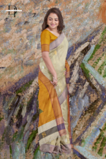 Handloom Khaki x Mustard Yellow Katan Silk Saree
