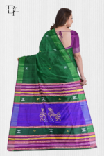 Handloom Bottle Green x Purple Kalakshetra Katan Silk Saree