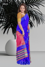 Handloom Royal Blue x Pink Katan Kalakshetra Silk Saree