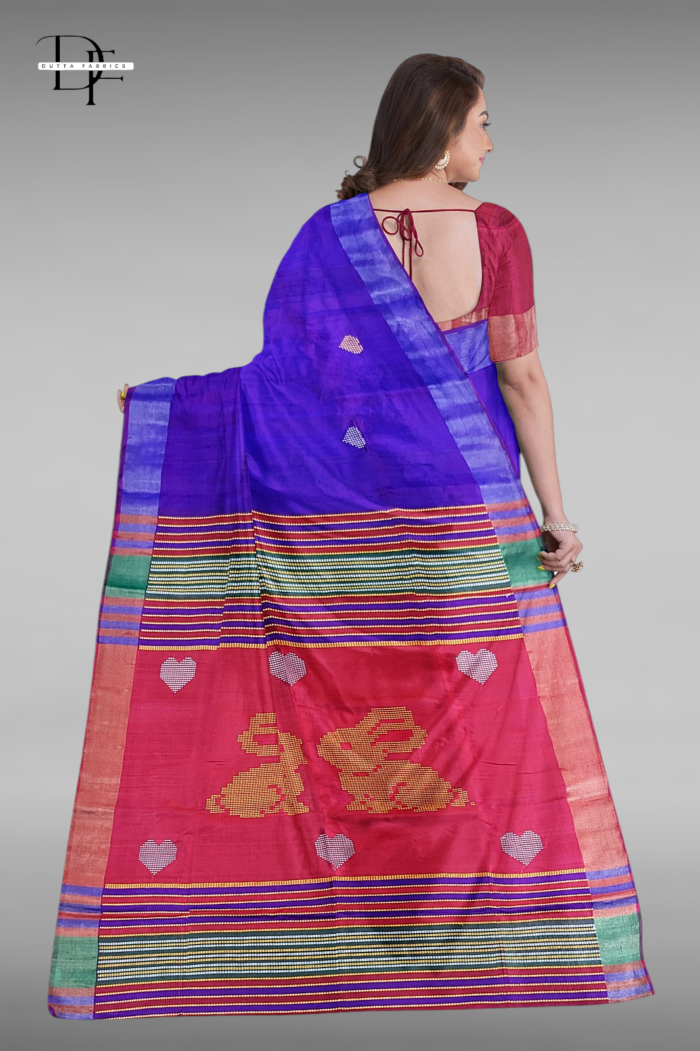 Handloom Mulberry x Pink Kalakshetra Katan Silk Saree