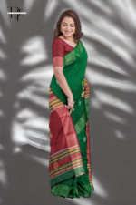 Handloom Bottle Green x Maroon Kalakshetra Katan Silk Saree
