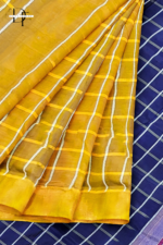 Handloom Mustard Yellow x Blue Katan Silk Saree
