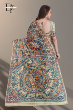 Handloom Madhubani Hand Print Ghicha Silk Saree