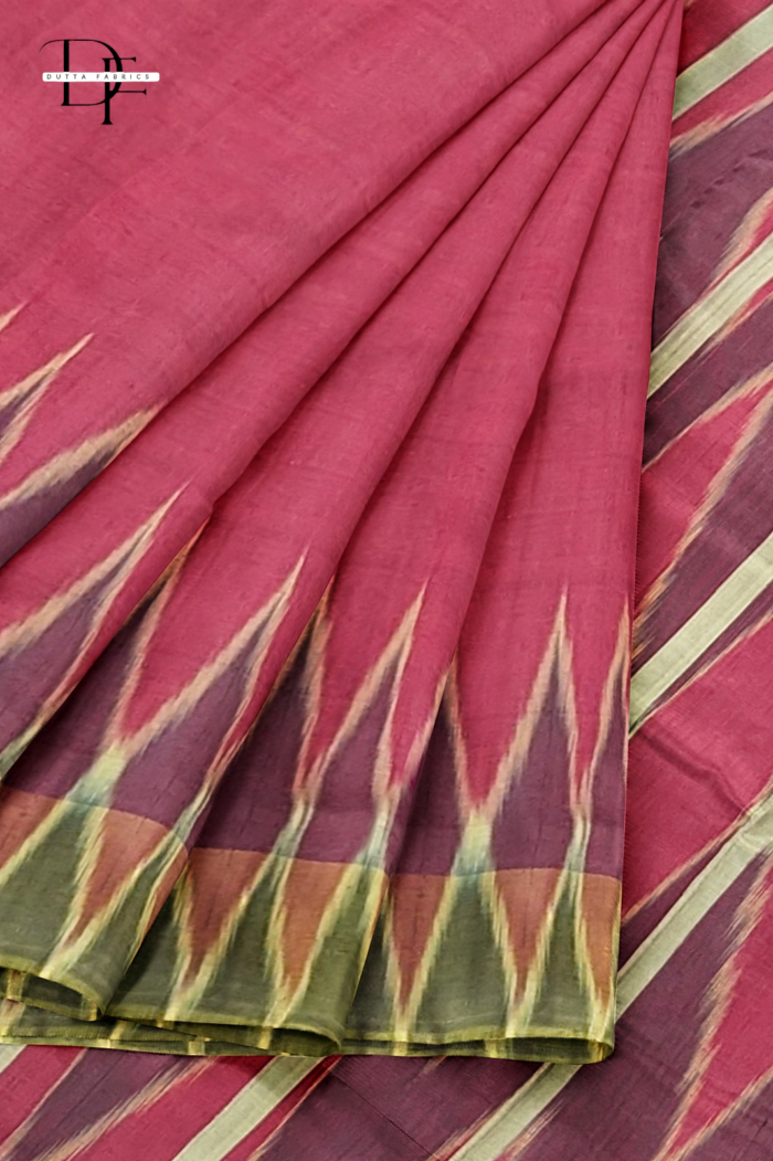 Handloom Maroon x Black Katki Ikkat Saree