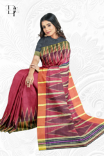 Handloom Maroon x Black Katki Ikkat Saree