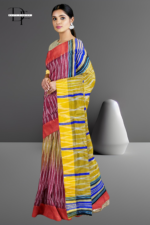 Handloom Maroon x Yellow Katki Ikkat Silk Saree