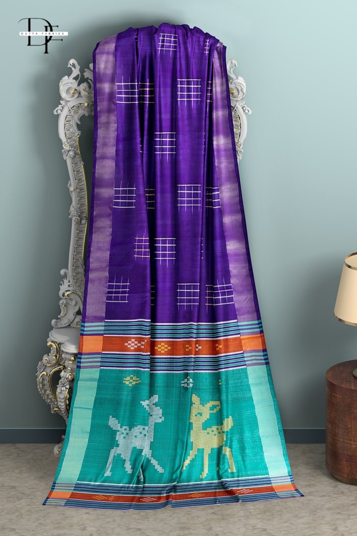 Handloom Purple x Sea Green Kalakshetra Katan Silk Saree