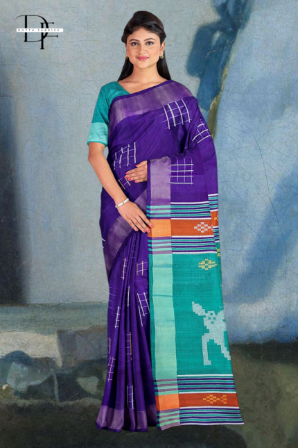 Handloom Purple x Sea Green Kalakshetra Katan Silk Saree